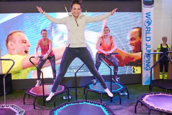 High-speed trampoline jumping - one of the current trends in the fitness and aerobic sector. High-speed trampoline jumping - one of the current trends in the fitness and aerobic sector.