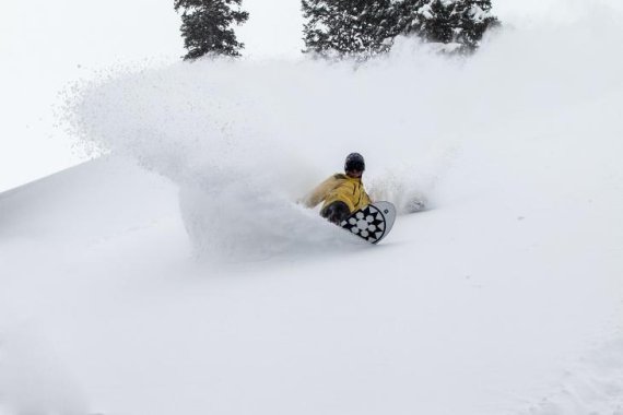 Deep powder - a snowboarder's dream.