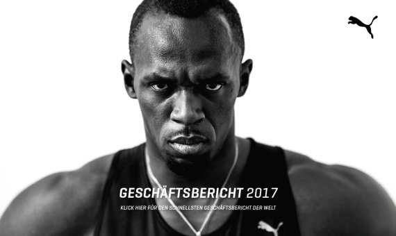 Puma präsentiert mit Usain Bolt den „schnellsten Geschäftsbericht der Welt“ Puma präsentiert mit Usain Bolt den „schnellsten Geschäftsbericht der Welt“