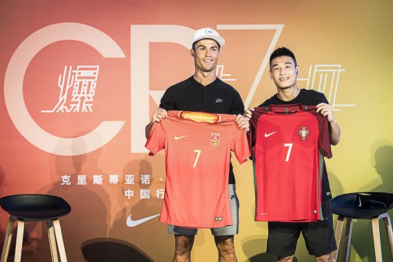 The Portuguese football superstar Cristiano Ronaldo (left) is sponsored by Nike.