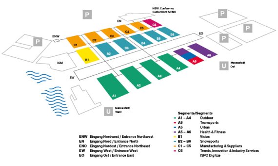 Map of ISPO Munich 2019 with entrances and parking spaces