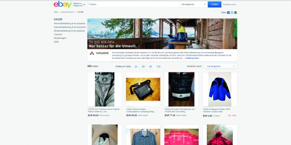 Der Kauf von gebrauchten Artikeln ist eine gute Alternative zum Upcycling von Kleidung Upcycling von Kleidung: Vaude stellte seinen Nutzern auf eBay eine Wiederverkaufsplattform zur Verfügung.