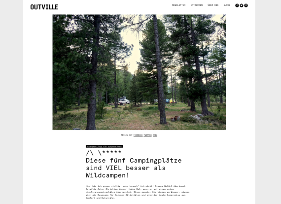 Screenshot: Outville Camping-Content ist Evergreen-Content