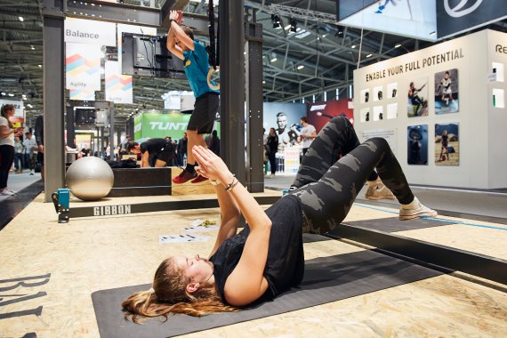 Action im Health&Fitness-Bereich in Halle A6. Action im Health&Fitness-Bereich in Halle A6.