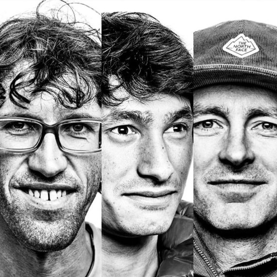 Die drei internationalen Kletterstars Hansjörg Auer, David Lama und Jess Roskelley (v.r.n.l.).