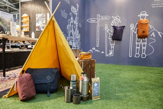Camping gear at outdoor lifestyle area Camping gear at outdoor lifestyle area