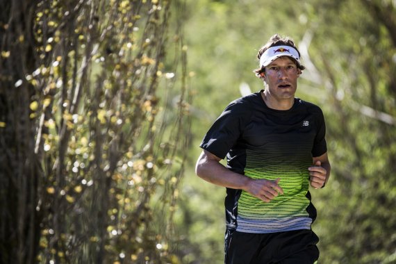 Triathlete Sebastian Kienle during running training in Spain.