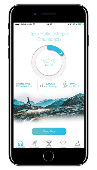 Credit: Aidletics Je mehr Sport, desto mehr Geld fließt in ein soziales Projekt: die Aidletics App.