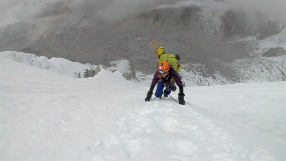 Jost Kobusch on Mount Nangpai Gosum II in the Himalayas