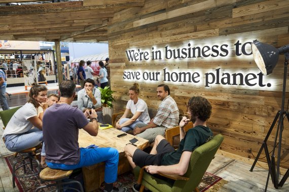OutDoor by ISPO 2019 - Patagonia Sustainability pioneer Patagonia makes clear visual statements on the subject of sustainability at its stand.