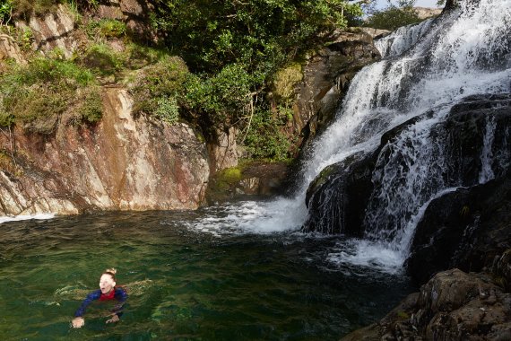 Wild swimming at the waterfall