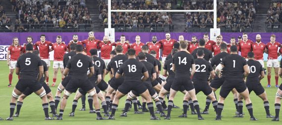New Zealand's team performing its famous haka before a World Cup match.