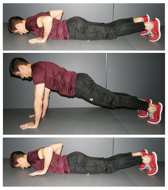 Pushup HIIT Übung Die Ausführung eines Pushups in drei Schritten