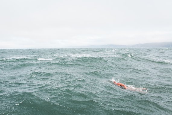 Kim Chambers in her element: open-water swimming.