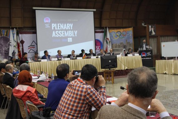Claiming Olympic ambitions for 2020: The The annual meeting of the International Federation of Sport Climbing AGM at its annual meeting in Tehran on Feb. 20.