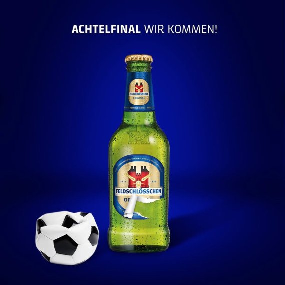 mb-160704-feldschloesschen-ambush Gelungenes Beispiel von Ambush Marketing: Die Brauerei Feldschlösschen spielt mit diesem Plakat auf die zerrissenen Schweizer Trikots gegen Frankreich und den platten Ball an.