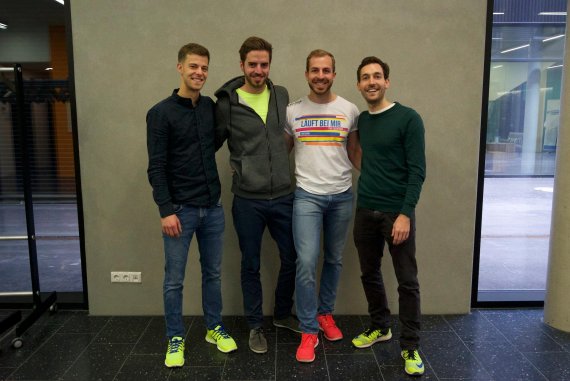 mb-Team-hinter-Evalu-Run Die vier Gründer von Evalu: Bene Seitz, Raphael Blistein, Maximilian Gloël, Romano Wolf