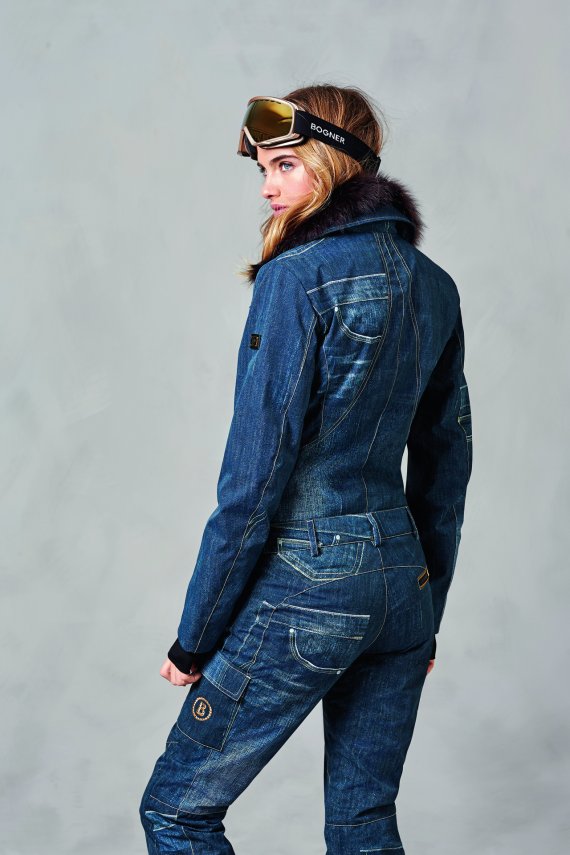 mb-stoffoptik Just an illusion: the denim print is only printed onto the winter jacket.