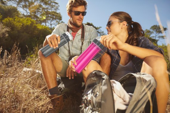 Handlich und leicht: Die Thermosflasche bietet für Outdoor-Sportler Qualität und Komfort.