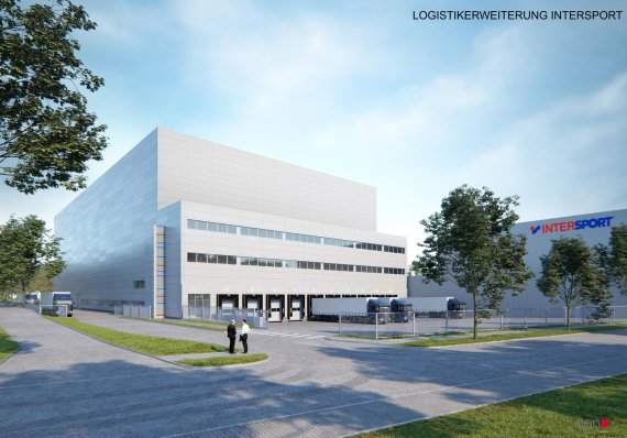 mb-170321-intersport-perspektive-hochregallager How the new high-bay warehouse with a surface area of around 6,000 square meters and a height of 36 meters will look like.