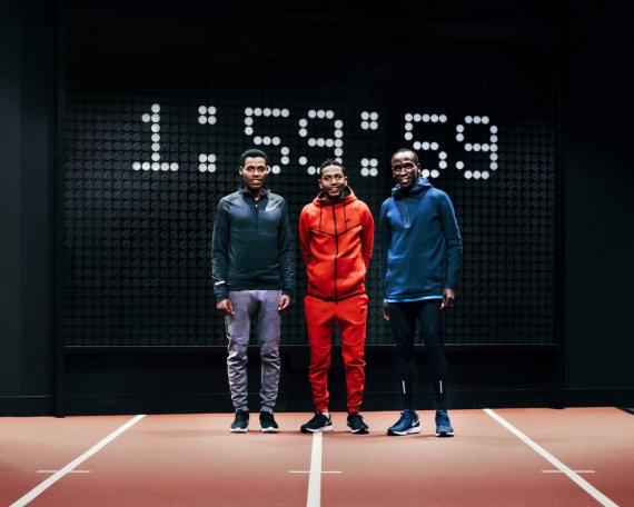 mb-Marathon-Weltrekord Auf der Jagd nach dem Marathon-Weltrekord: Lelisa Desisa, Zersenay Tadese und Eliud Kipchoge.