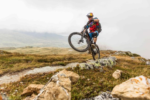 René Wildhaber plays with his e-bike