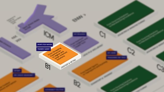 ISPO 2025 Geländeplan mit Fokus auf B1 Digitize & Retail