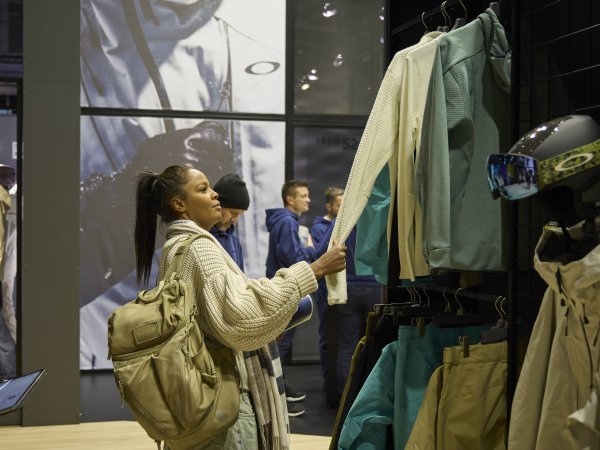 A visitor to ISPO Munich looks at fashion