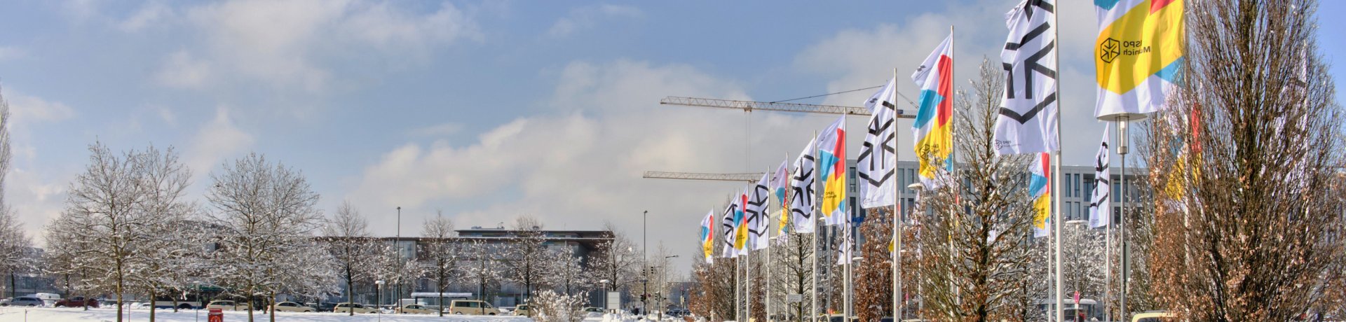 Fair lake with ISPO Munich flags Fair lake with ISPO Munich flags