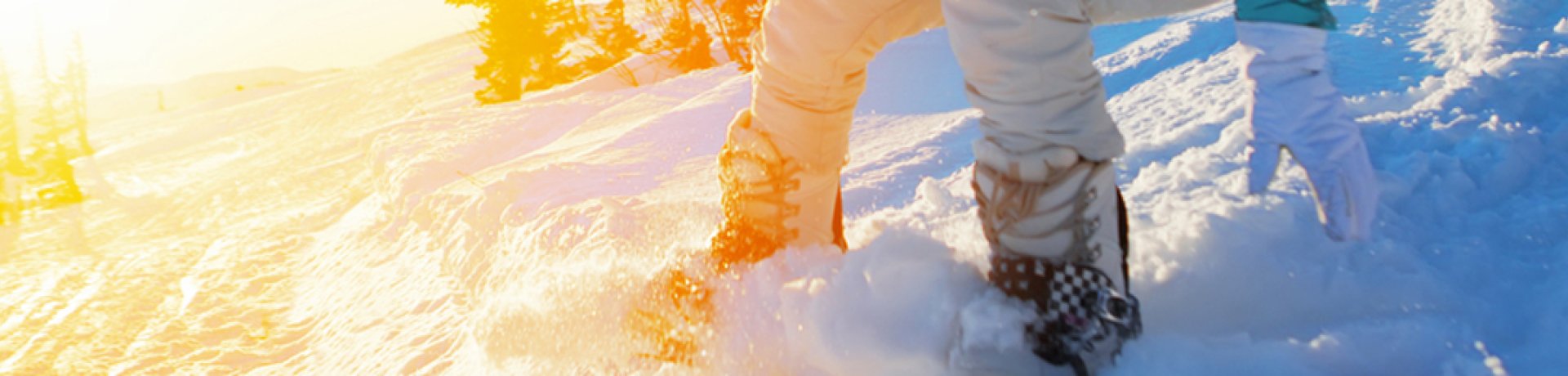 Snowboarder in deep snow