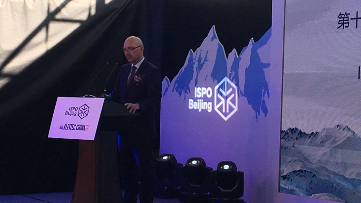 Klaus Dittrich, CEO of the Messe Munich, with his speech at the Opening Ceremony of the ISPO Beijing 2018