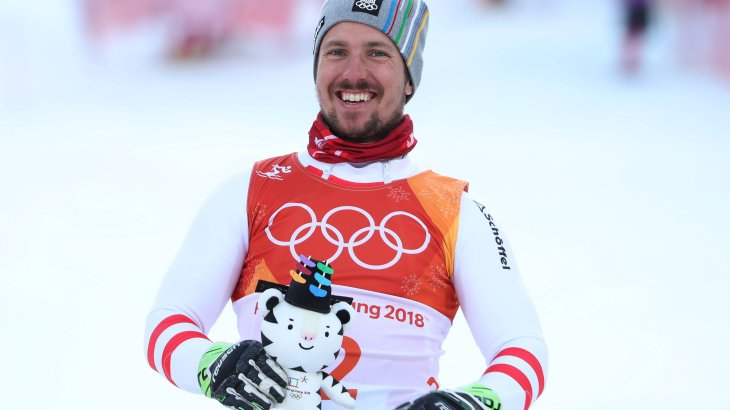 Quelle: Imago Der Österreicher Marcel Hirscher freut sich über seine allererste olympische Goldmedaille in der Super-Kombination. Soohorang feiert mit