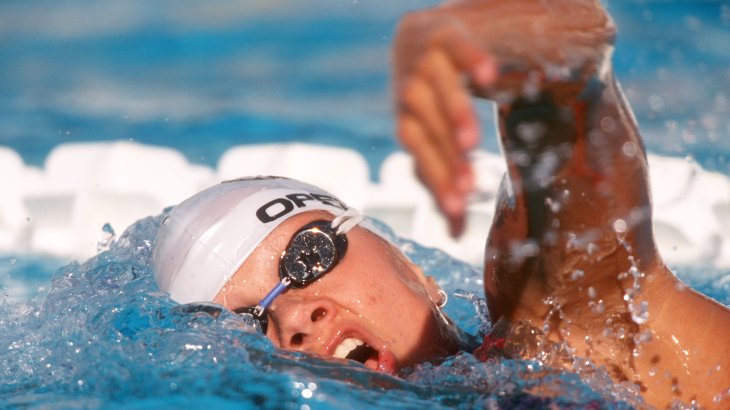Franziska van Almsick bei der Schwimm-WM 1994 in Rom. Franziska van Almsick bei der Schwimm-WM 1994 in Rom.