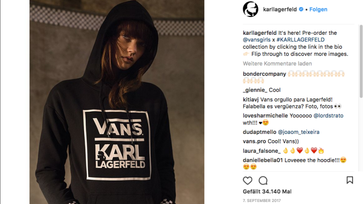 Luxus-Designer Karl Lagerfeld ging mit Vans eine Kollaboration ein, die den klassischen Vans-Look mit Pariser Chic verbunden hat. Luxus-Designer Karl Lagerfeld ging mit Vans eine Kollaboration ein, die den klassischen Vans-Look mit Pariser Chic verbunden hat.