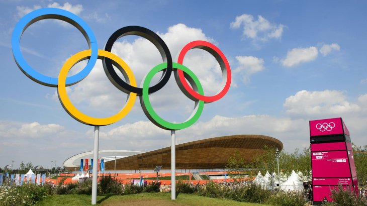 The Olympic rings at the 2012 London games