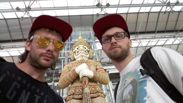 mb-headis_statue Sightseeing is a must: The Headis crew getting a taste of the culture.