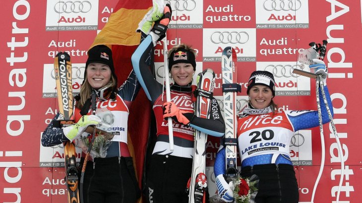 mb-Riesch-5 Bei ihrem Comeback feierte sie im ersten Saison-Abfahrtsrennen in Lake Louise den ersten Platz vor Lindsey Kildow und Nadia Fanchini.