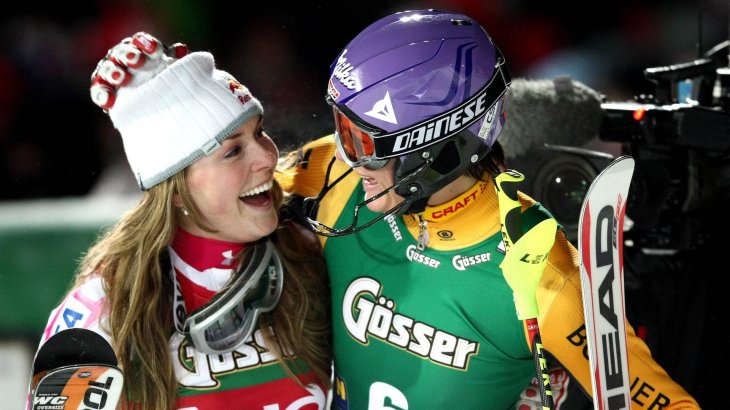 mb-Riesch-6 Nicht immer beste Freundinnen: Mit der US-Amerikanerin Lindsey Vonn zerstritt sich Höfl-Riesch, obwohl die beiden einst als unzertrennlich galten. Trotz der Versöhnung schrieb Höfl-Riesch in ihrer Biographie: „Es ist nicht mehr so, wie es vorher war.“