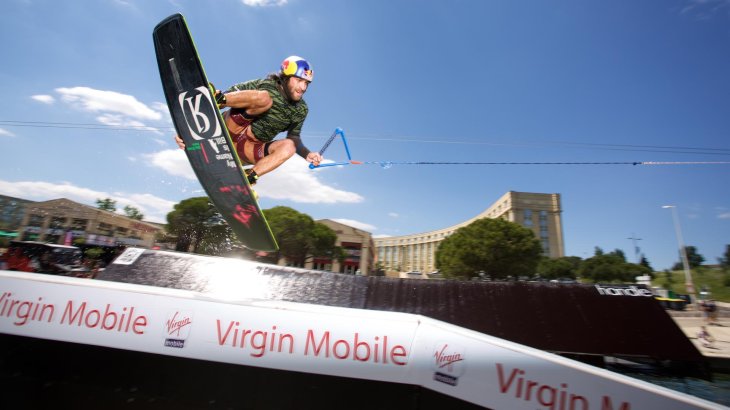 It will be wet when the wakeboarders flying over the ramps at the FISE World Series.