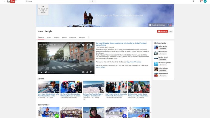 mb-170203-maha lifestyle Auf seinem YouTube Kanal maha Lifestyle lädt Julian Wittig Videos zu den Themen Ski und Outdoor hoch.