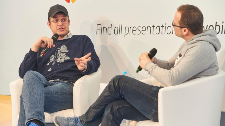 mb-170207-ISPO_Munich_2017_jf_1903 Sascha Pallenberg von mobilegeeks.com (l.) im Gespräch mit Karsten Lohmeyer von The Digitale (r.)