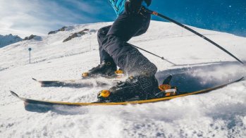 Skier performs on the slopes