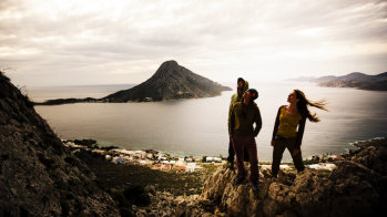 Climbers in front of a climbing site