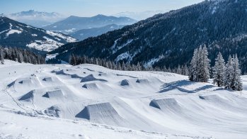 The Blue Tomato Kings Park in Hochkönig is 1.8 km long. With numerous boxes, rails and wallrides the fun doesn't come too short.