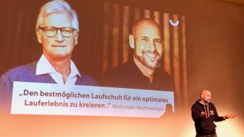 Andre Kriwet, here lecturing at the running symposium at ISPO Munich 2019, and his co-founder Professor Gerd-Peter Brüggemann focus on "quality instead of quantity".