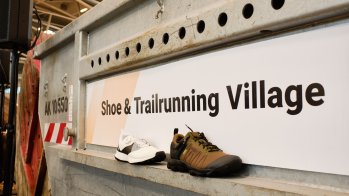 Outdoor shoes by Adidas Terrex in front of the construction site decoration
