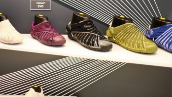 The sole manufacturer Vibram is also represented with a stand.