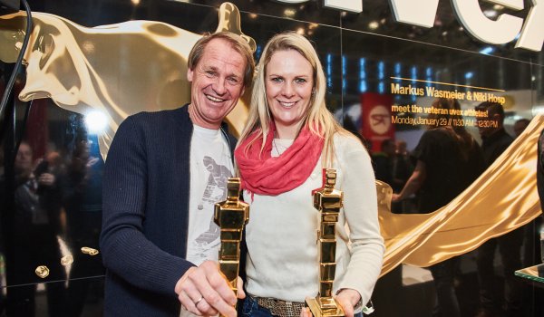 Ausgezeichnet mit dem "Proud People Award 2018": Nicole Hosp und Markus Wasmeier feiern ihre langjährige Partnerschaft mit Uvex.