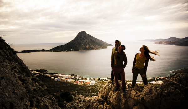 Climbers in front of a climbing site Climbers in front of a climbing site
