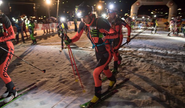 Credit: Paolo Finali Ski touring marathon at night on the Sellaronda: In Italy, ski mountaineers start with headlamps over four Dolomite passes.